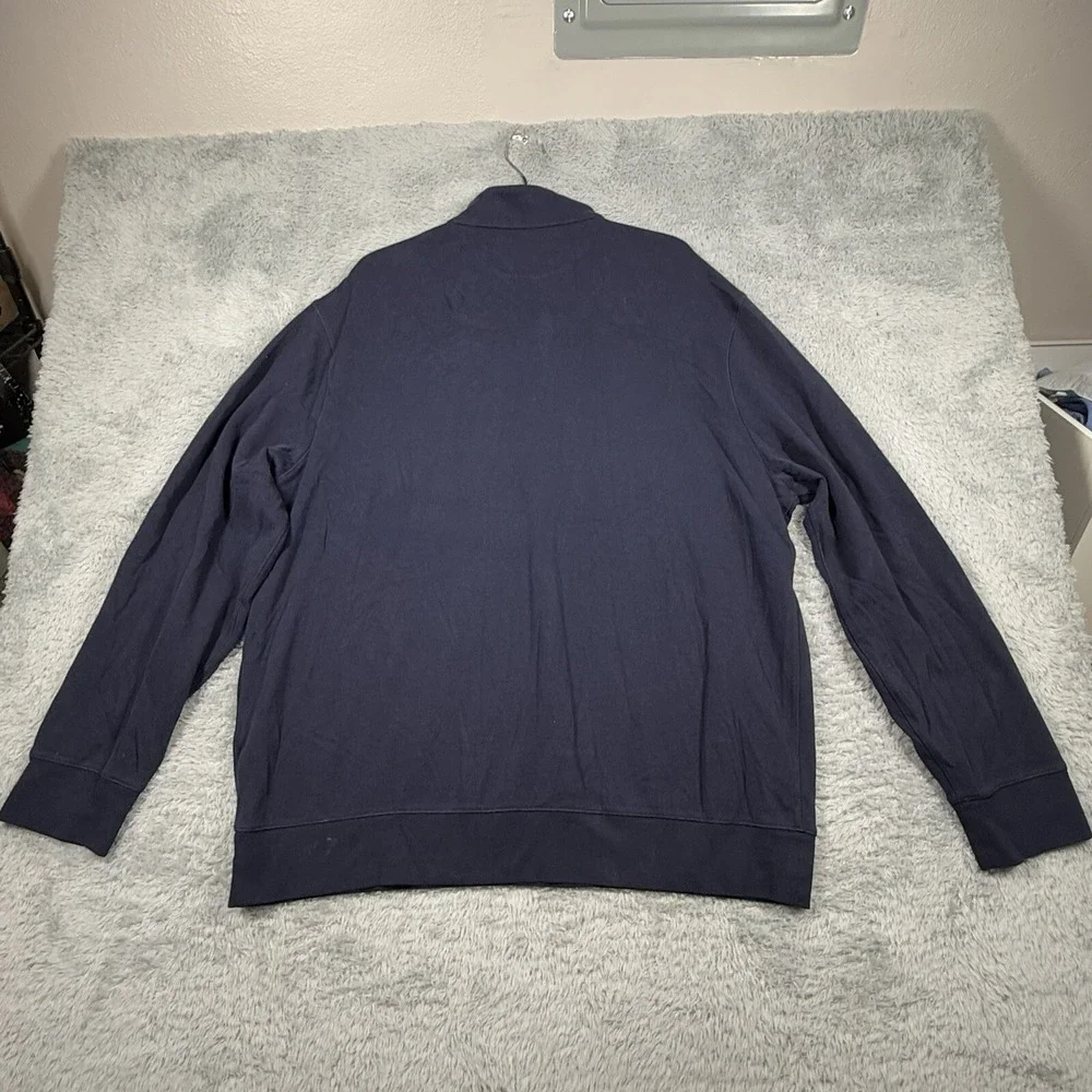 POLO by Ralph‎ Lauren Men's Luxury Jersey Cotton 1/4 Zip Pullover XL Navy/Grey